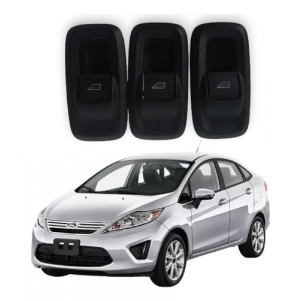 3 Botões De Vidro Elétrico New Fiesta 1.6 2017