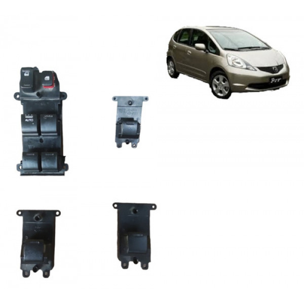 Jogo Botão De Vidro Elétrico Porta Honda Fit 2013