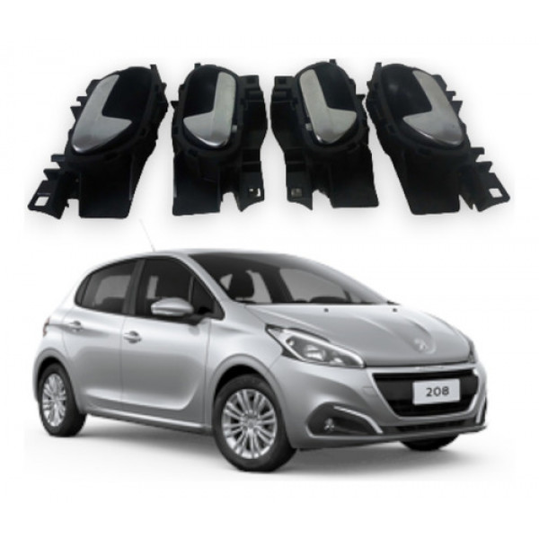 Kit Maçaneta Interna Prata Esquerda Peugeot 208 2014